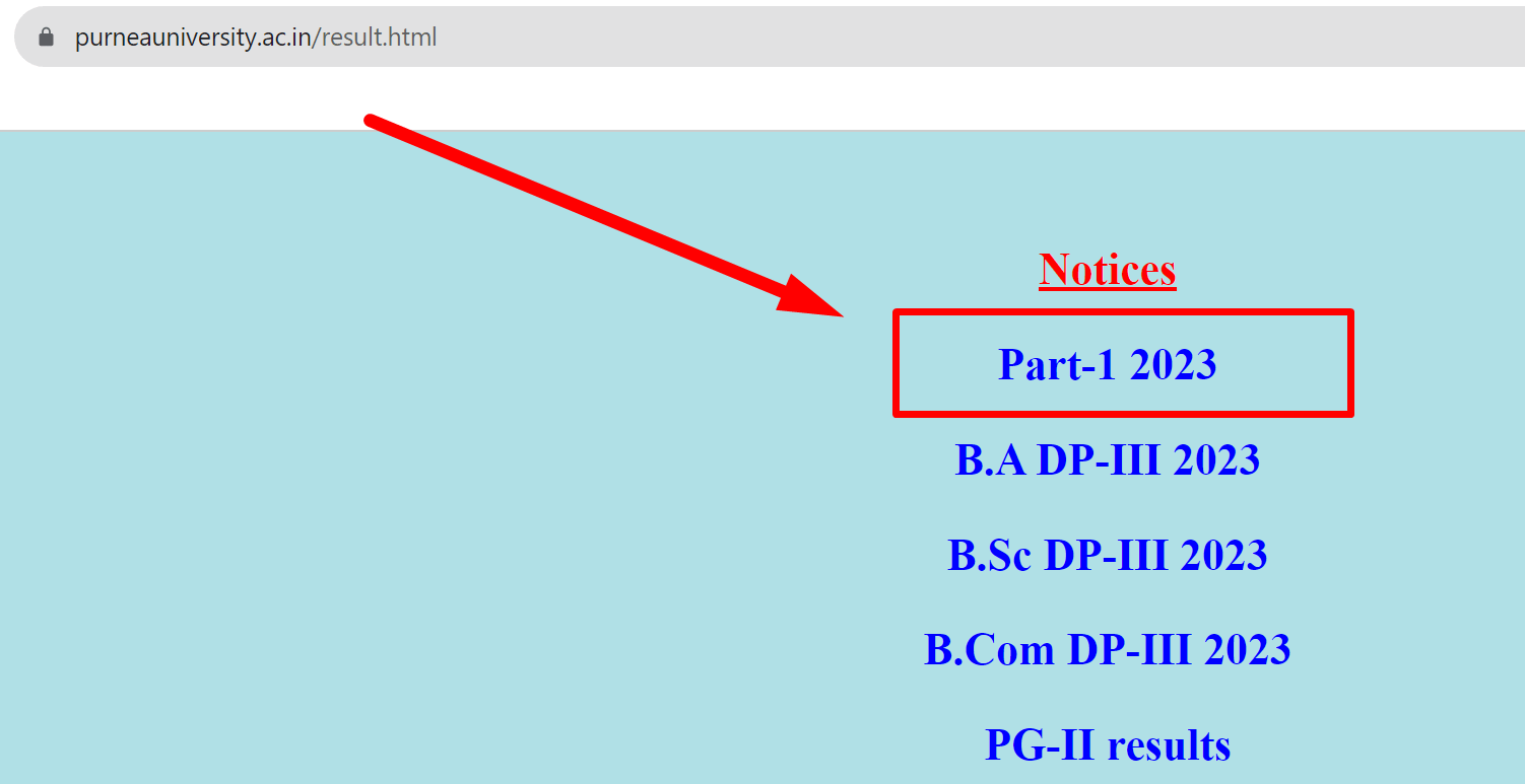 Purnea University Part 1 Result 2023 घषत 2022 25 Link Check BA BSc