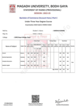 Magadh University Part Result Link Check Ba Bsc