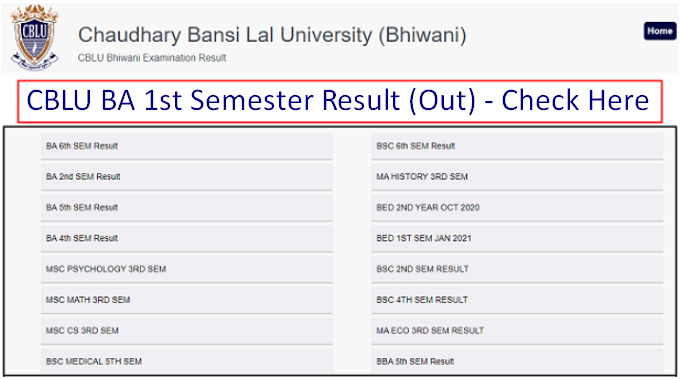 CBLU BA 1st Sem Result 2024 रिजल्ट जारी (Link), Download BA First Sem ...