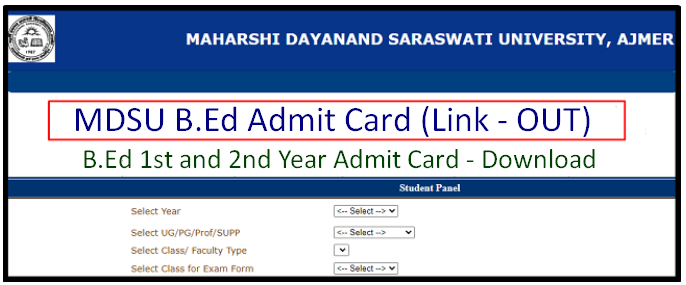 MDSU B.Ed Admit Card 2024 लिंक जारी 1st 2nd Year, Download करें MDSU ...