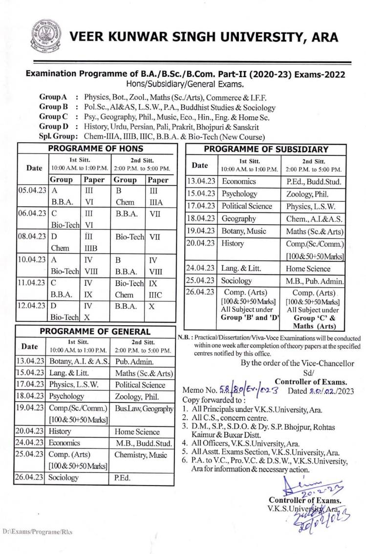 Vksu Part 2 Exam Date 2023 जारी Pdf 05 अप्रैल से शुरू Ba Bsc Bcom