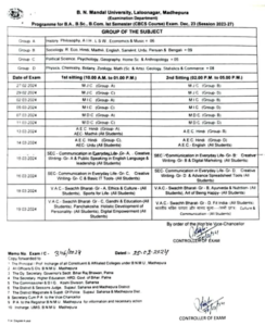 BNMU UG 1st Semester Exam Date 2023-27 (27 फरवरी से शुरू), BA BSc BCom ...